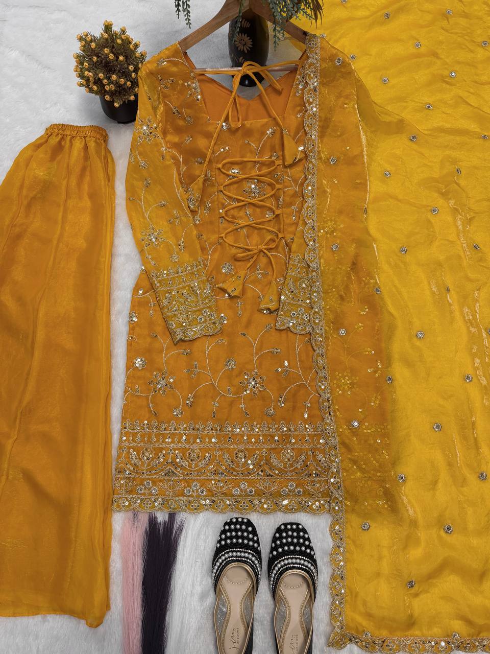 Saffron Yellow Heritage Tie-Back Set